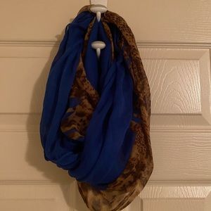 Blue and Leopard Print Infinity Scarf